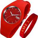 SKMEI Watches for Young Women Lady Sports Silicone Band Waterproof Fashion Casual Simple Quartz Analog Teens Girls Gift Black Wrist Watch L9068red
