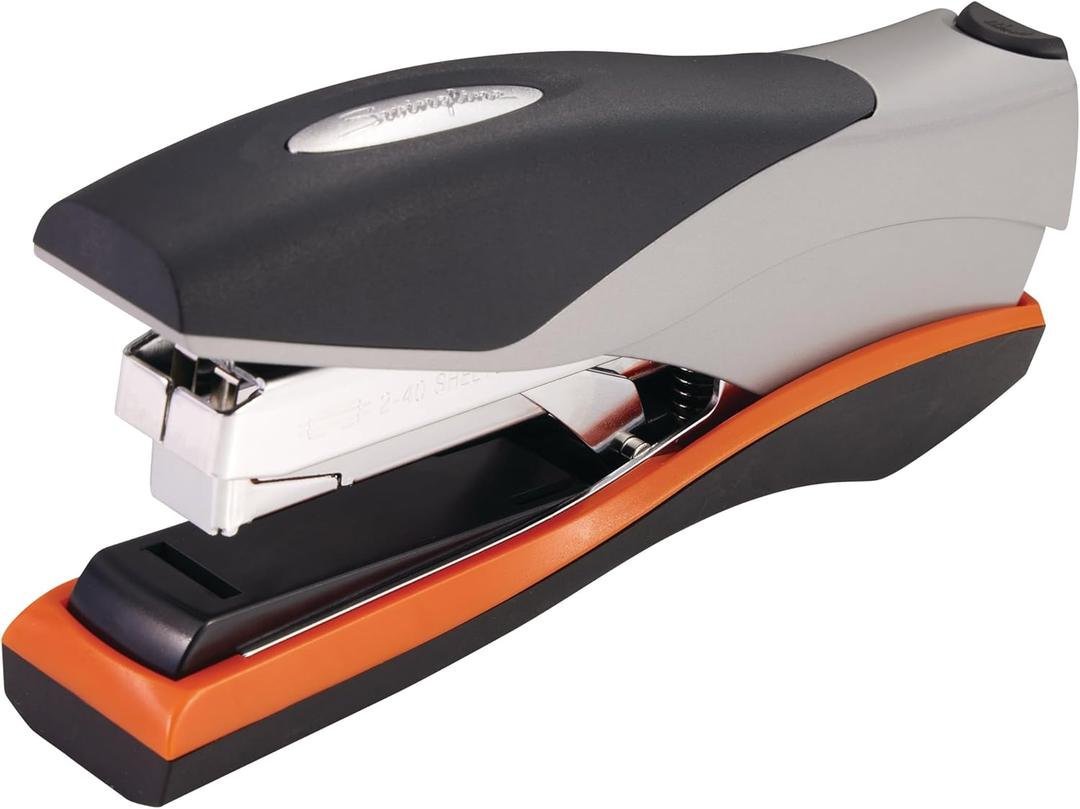 Swingline Stapler, 40 Sheet Capacity, Optima 40, Jam Free, Reduced Effort, Soft Grip, Metal, Orange and Gray