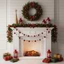 7.7ft Christmas Red Velvet Ball Ornaments with Bell Garland for Tree Hanging, Velvet Xmas Tree Decorative Hanging Ornaments with Bronze Bell for Home Decor