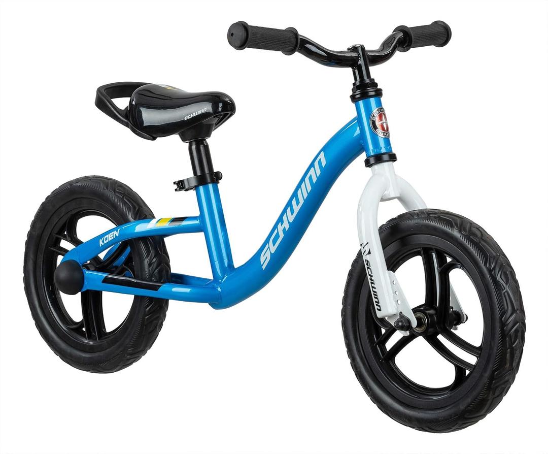 Schwinn Elm and Koen Bike or Balance Bike, 12-18 Inch Bike for Kids Ages 2-13, Black, Blue, Red, Teal, Pink or Purple, SmartStart Ergonomic Design, Adjustable Seat Grows with Child, Training Bicycle