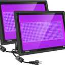 2 Pack 600W LED Black Lights, Blacklight Flood Light with Plug, IP66 Waterproof, for Dance Party, Glow in The Dark, Stage Lighting, Aquarium, Body Paint, Fluorescent Poster, Neon Glow