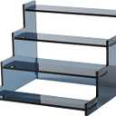 BACHUCHICHI 4-Tier Acrylic Display Riser Stand  22.8x20x18.2cm Grey Perfume Stand for Display on Vanity, Countertops, & Retail Use  Tiered Acrylic Shelf for Figures, Cupcakes, Bottles, & Desserts