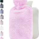 Qomfor Hot Water Bottle with Soft Cover - 1.8L Large - Classic Hot Water Bag for Pain Relief, Neck and Shoulders, Feet Warmer, Menstrual Cramps, Hot and Cold Therapy - Great Gift for Girls - Purple