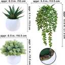 Winlyn Set of 3 Assorted Artificial Succulent Plants in White Concrete Pots Faux Aloe Hops String of Pearls Potted Plants Small Fake Plants for Home Garden Office Desk Counter Shelf Windowsill Decor
