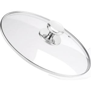 Glass Lids for 12 Inch Frying Pans, Pots, Cast Iron Pans, Tempered Covers for Replacement with Stainless Steel Rim & Handle, Dishwasher & Over Safe