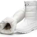 HYPOCRUTE Women's Warm Snow Boots with Fur Lined Black and White Wide Winter Boots Water-resistant Mid Calf Boots for Hiking,Working,Outdoors (8)