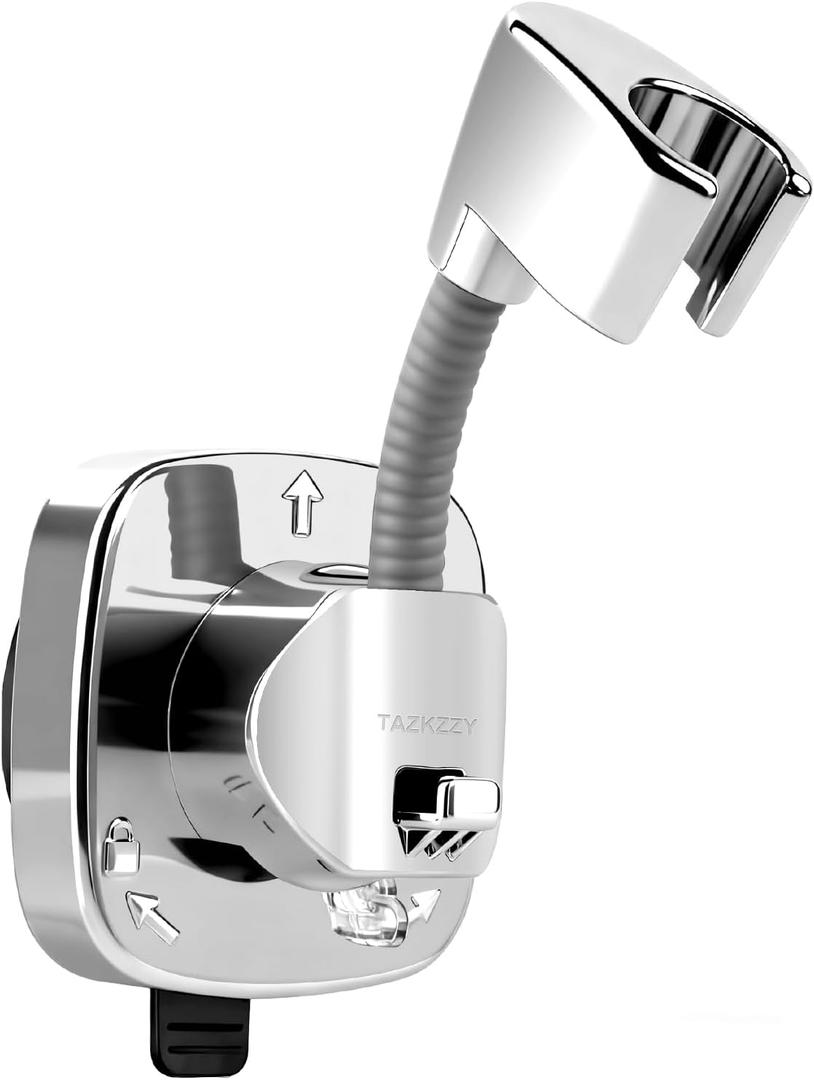 Handheld Shower Head Holder Suction, 360 Adjustable Shower Head Holder Wall Mounted, Rustproof Showerhead Hose Holders Hanger Bracket for Bathroom, No Drill Tool-Free Installation in Seconds