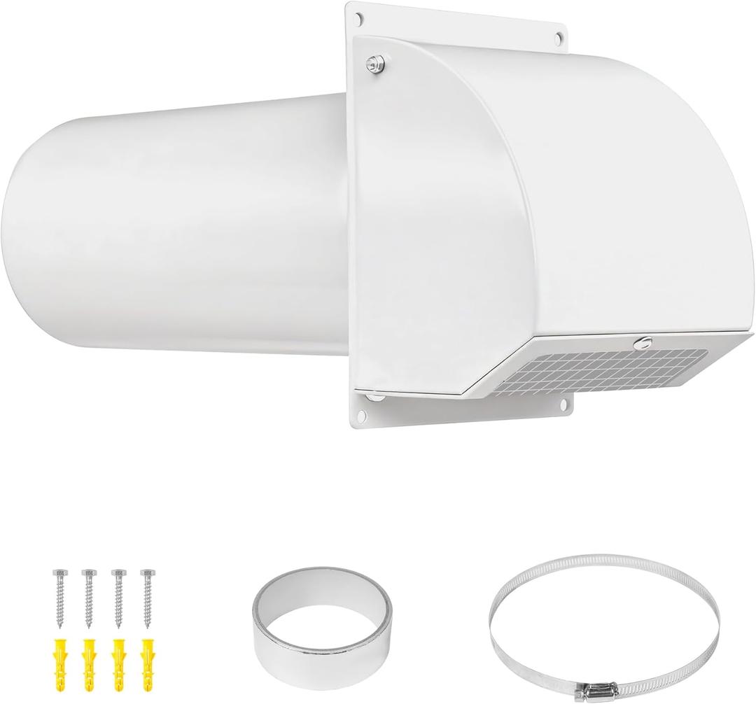 Neoaider 4 Inch Dryer Vent with Screen and Damper, 14GA/2MM Thick Heavy-Duty Steel Dryer Vent Cover, Dryer Vent Cover Outside for Dryer Ventilation and Outdoor Air Exhaust, White