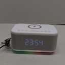 Alarm Clock Speaker Wireless Charger, Digital Alarm Clocks Bedrooms Bluetooth, Alarm Clock Dimmable Light Bedrooms Dual Alarm Snooze Dimmer 12 24H RGB Night Light Bluetooth USB AUX, Gray