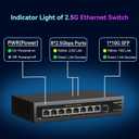 9 Port 2.5Gb Unmanaged Ethernet Switch with 8* 2.5G Base-T Ports, 1*10G SFP Ports, AUMOX PRO 60Gbps Switching Capacity Compatible with 100/1000/2500Mbps Plug and Play