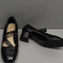 Naiyee Mary Jane Shoes Women Chunky Heel Ankle Strap Dress Shoes for Women Low Heels Close Rounded Toe Pumps (8, Black Patent)