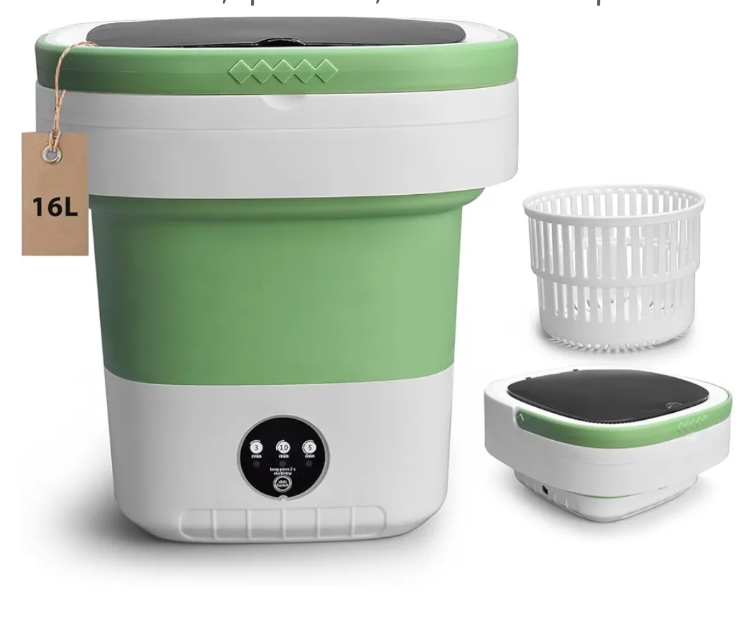 Mini Portable Washing Machine, Upgraded Washer with Spin Basket Laundry Machine, 3 Cleaning Modes Suitable for Small Clothes, Foldable Design Ideal for Hotel,Apartment, Home and Campain