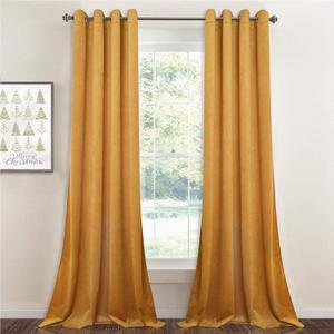 StangH Yellow Velvet Curtains 96 inches - Kids Room Velvet Privacy Drapes Light Blocking Grommet Curtains for Drawing Room/Hall, Warm Gold, 52 by 96 Inches, 2 Panels