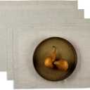 Solino Home Linen Natural Placemats Set of 4-100% Pure Linen Placemats 14 x 19 Inch for Summer - Fete