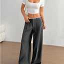 GORGLITTER Women's Low Rise Dress Pants Business Casual Wide Leg Trousers Work Dressy Low Waisted Straight Slacks Pants (Gray) S