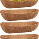 Riare 4 Pack 24 Inch Trough Coco Coir Liners for Planters, Pre-Formed Coconut Coir Replacement Liner Natural Coco Fiber Window Box Liners for Wall Planter, Window Basket Deck Railing Planter