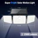 daphino 2500LM Solar Lights Outdoor with Motion Sensor,3 Head 270 Wide Angle Street Area Lights, IP65 Waterproof Security Lighting with 3 Modes(Non-Remote,2 Pcs)