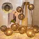 Vigdur Patio String Lights Outdoor, Brown Globe Lantern String Lights with 10 Bulbs Plug in, Connectable Indoor String Light for Home Garden Backyard Boho Decor(9.84FT)