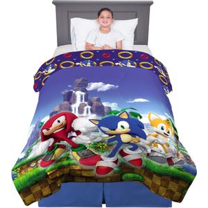 Franco Kids Bedding Super Soft Microfiber Reversible Comforter, Twin/Full, Sonic The Hedgehog, Anime