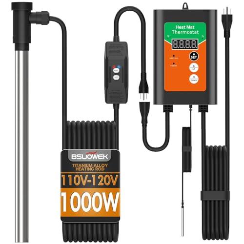 1000W Titanium Fully Submersible Portable Electric Immersion Pool & Hot Tub Water Heater with Leakage Protection & LCD Thermostat, Ideal for Swimming Pool, Baptistery, Bathtub, Buckets (OG)