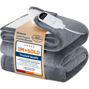 Bedsure Heated Blanket Throw Blanket - Fast Heating Electric Blanket, GentleSoft Flannel Heated Throw with 4 Time Settings, 6 Heating Settings, Warm Gifts for Grandma (50x60 inches, Grey)