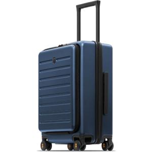 LEVEL8 Road Runner Carry On Luggage with Front Compartment, 20 Inch Lightweight Hard Shell Suitcases with Wheels Airline Approved, Tsa Locks for Luggage, Blue, 21.46" x 14.57" x 9.45"