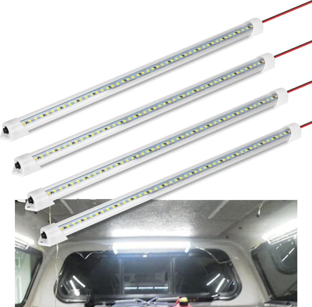 12V Interior LED Light Bar, DC 12V LED Light Strip w/Switch for Car, Trailer, Truck Bed, Van, RV, Cargo, Boat, Cabinet, Slim Enclosed Trailer Lights Fixture, 12 Volt Led Lighting (700LM 6000K)