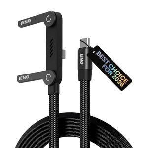 240w USB-C Charge Cable Flat Phone Charger Sideways Invisible Stand Data USB C Charging for Android Phones Type C Ultra-Fast Holder Side Super Foldable Watt 2-in-1 Usbc Horizontal