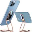 A-LuGei  &  Phone Kickstand Ring Holder, Magnetic Cell Phone Grips, Phone Stand for Desk, Adhesive Phone Holder for Hand, 360 Rotation Ring for Back of iPhone Case (Octagon Rose Gold)
