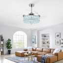 TXCSLY 48" Crystal Fandelier Ceiling Fan with Light, Chrome Chandelier Fan