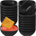 Tioncy 24 Pack 4.5 oz Small Wheat Straw Dipping Bowls Unbreakable Dessert Bowls Soy Sauce Dishes 3.7 x 3.7 x 1.5 Mini Prep Saucer Dipping Saucers for Side Dish Ketchup Soy Dessert Snack(Black)