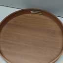 Round Wood Tray with Handles, 15.7 in Decorative Wooden Serving Tray with Walnut Wood Grain, Vintage Coffee Table Platter Plate for Kitchen Counter, Living Room