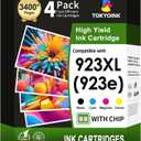TOKYOINK 923 923e 923XL Ink Cartridges Combo Pack with Chip Replacement for HP 923 923e Ink Cartridges for HP Printer OfficeJet Pro 8130e 8135e 8139e 8125e 8138e 8122e 8120 8124e 8130(4 Pack B/C/M/Y)