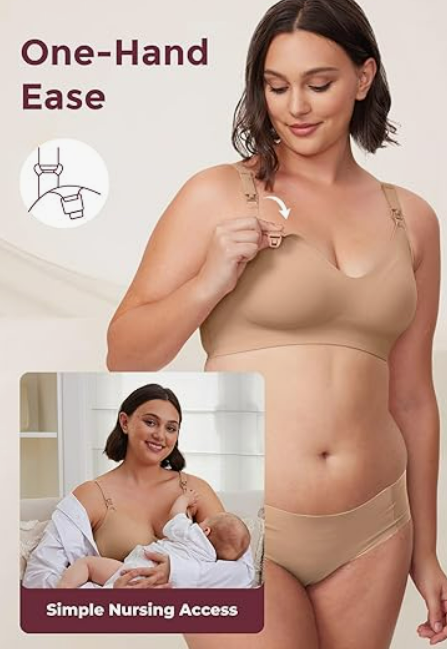 Momcozy Nursing Bras for Breastfeeding, YN21 Seamless Ultra Comfort Maternity Bra, Natural Shape, Pregnancy Sleep Bralette, 2XL