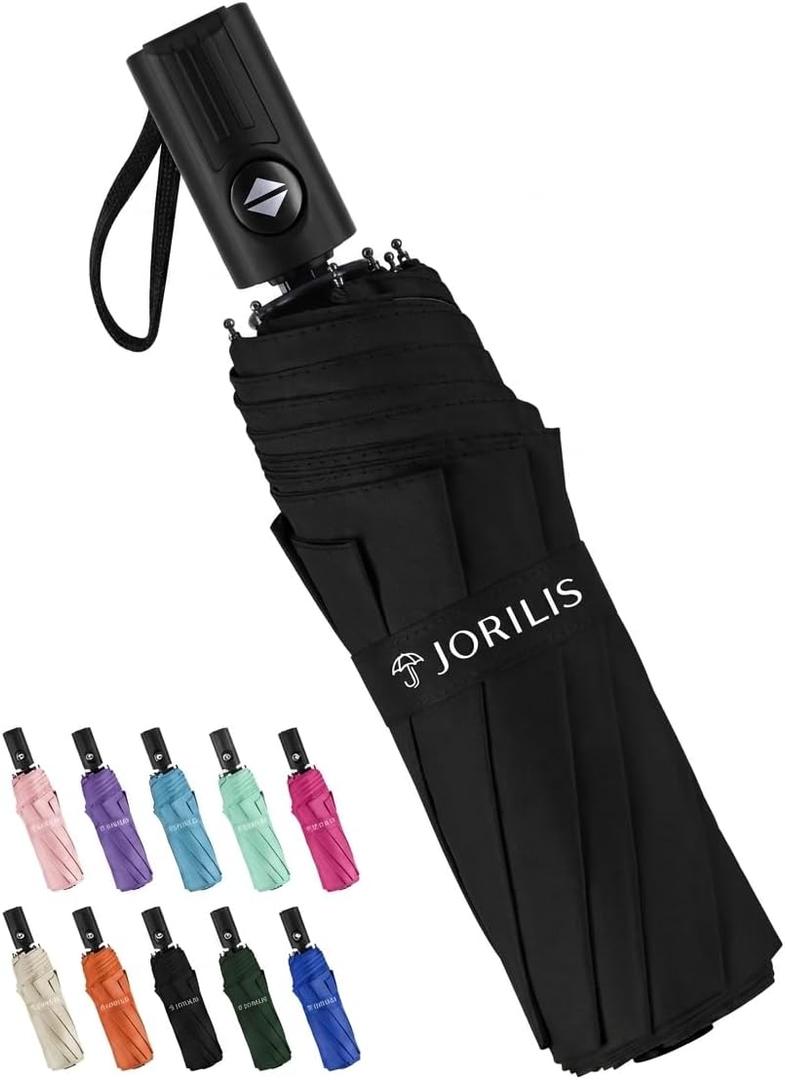 Jorilis Compact Umbrella for Travel - Automatic Umbrellas for Rain & Sun Protection, Small Portable UV Umbrella for Car, Backpack, Walking, Folding Windproof Umbrellas for Kids, Women