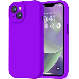 LOVE 3000 Designed for iPhone 14 Case, Premium Silicone with [Soft Anti-Scratch Microfiber Lining] Shockproof Protective Phone Case for Men Women Girls 6.1", Neon Purple