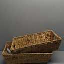Decorative Basket Made of Water Hyacinth, Storage Basket, Medium, 20.5 in L x 12.5 in W x 6 Inches, Pack of 2