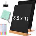 NEWNEWSHOW 2 Pack 8.7x12 Inch Tabletop Chalkboard with Wood Holder