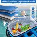 CHANGEMOORE Above Ground Pool Accessories Poolside Storage Basket with Cooler, Heavy Duty Hanging Pool Bag with Top Window, 28L Capacity Fits 30 Cans, Waterproof 500D PVC, Metal Buckles & 6cm Hooks