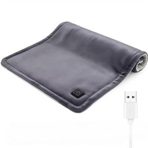 Comfheat USB Heating Pad for Travel Warmth Outdoors, 5V Small Heated Pad FSA Eligible HSA Non-Rechargeable Heat Therapy for Pain Relief Abdomen Cramps, 3 Heat Settings & Auto Off (16"x 12") Gray