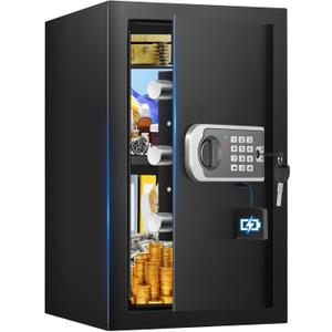 3.2 Cuft Safe Box, Home Safes Water and Fireproof, Security Digital Safes Box with Electronic Keypad Spare Key, Smart Alert, Mute Mode, Anti-Theft Fireproof Safe for Document Money Valuable