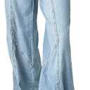 Mafulus Women's Wide Leg Jeans Elastic High Waisted Baggy Jeans Loose Fit Seemed Front Denim Pants (Blue, S)