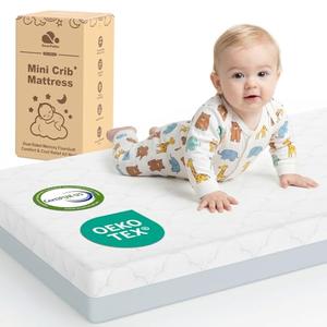 DeerFable Dual Sided Pack and Play Mattress, 3 Inch Thick Soft & Firm Memory Foam Breathable Portable Pack n Play Mattresses, 4 in1 Baby Playpen Mattresses with Removable Washable Cover - 38x26x3 Inch