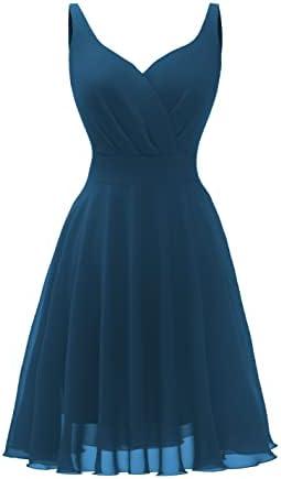 Dressever Summer Cocktail Dress V-Neck Adjustable Spaghetti Strap Chiffon Sundress XXXL