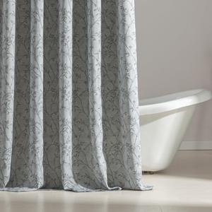 SLEEP ZONE Farmhouse Jacquard Shower Curtain, Textured Fabric Shower Curtains Leaf Curtain for Modern Home Decorations Bathroom, 72"  72" Grey Leaf