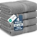 Grey Hand Towels for Bathroom - Pack of 4 (16" x 28") - 100% Cotton Double Stitched Edges - Ultra Soft, Quick Dry & Highly Absorbent - Everyday Comfort Hand & Face Towels for Family and Gym Use - Grey