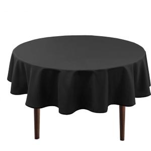 Hiasan Round Tablecloth 50 Inch - Waterproof Stain Resistant Spillproof Polyester Fabric Table Cloth for Dining Room Kitchen Party, Black