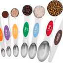 Set of 7 Stainless Steel Magnetic Measuring Spoons Set with Leveler - Stackable Tablespoon Measure Spoon for Baking and Cooking, Kitchen Gadgets for Apartment Essentials (Multicolor)
