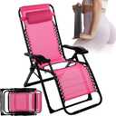 Cinnvoice Foldable BBL Chair with Hole Position Lawn Chair for BBL Lounge After Surgery Recovery Bed for Patio Garden Poolside Outdoor Yard Beach (Pink)