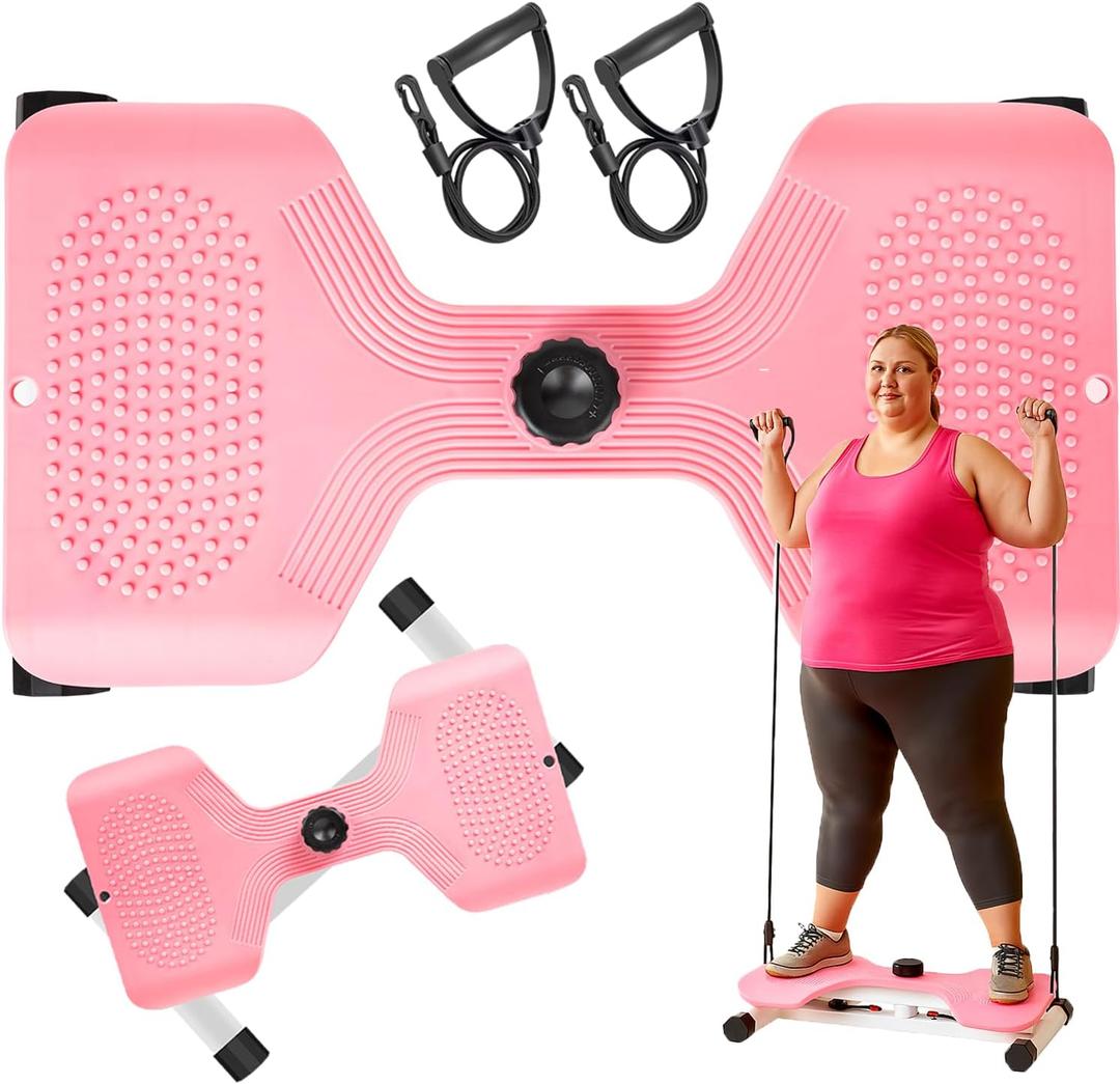 Waist Twister Machine Exercise, Ab Twist Board with 300 lbs Weight Capacity, Abs Workout for Slim Waist and Core Ab Exercise, Noiseless Home Gym Equipment for Women Men (Light pink)